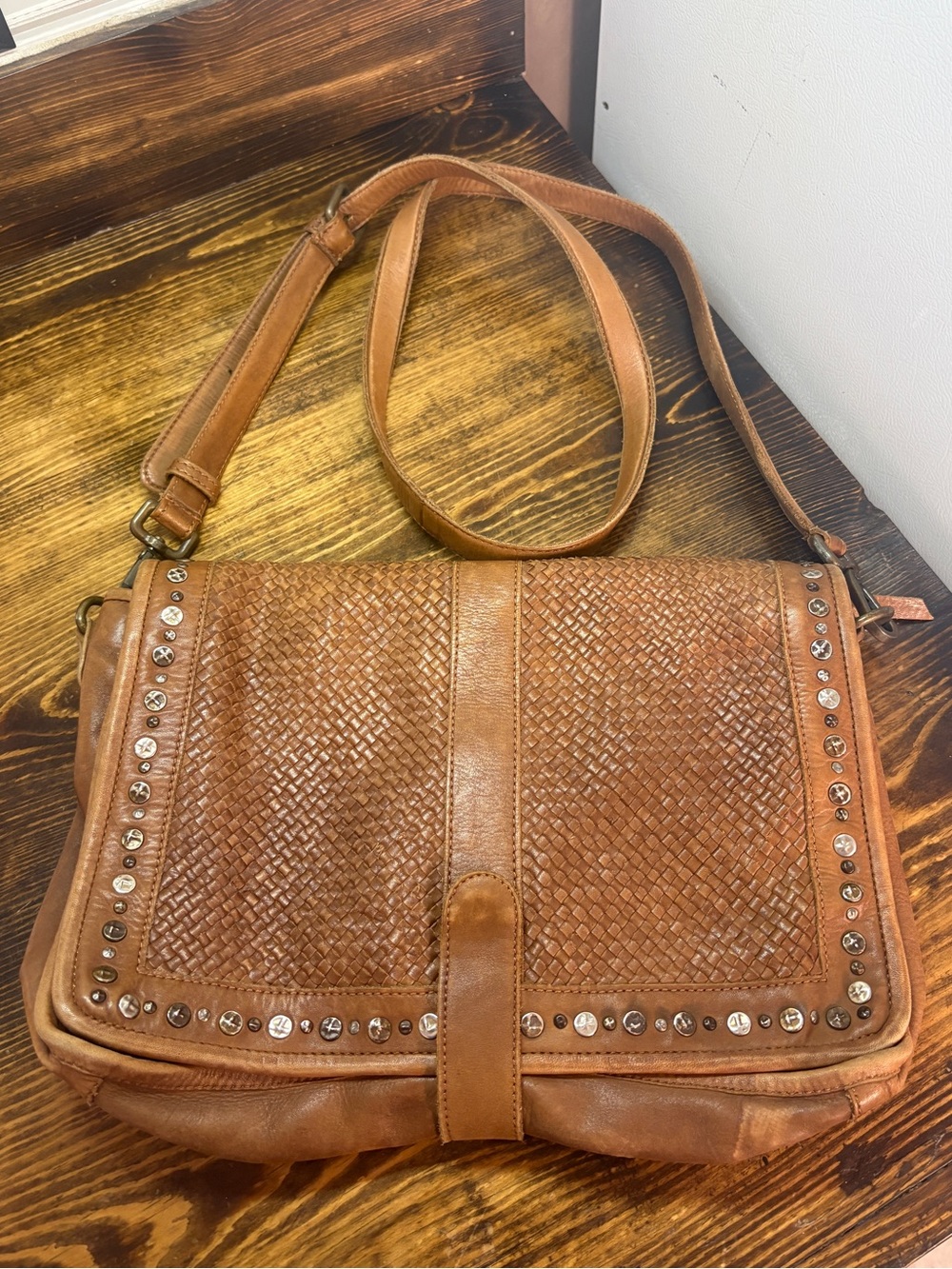 Platonia genuine leather brown crossbody purse